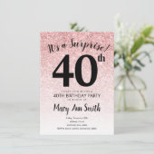 Verrassend Roos Gold Glitter 40th Birthday Party Kaart (Staand voorkant)