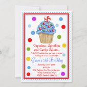 Verrassend Snoep Cupcake Birthday Uitnodiging (Voorkant)