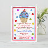 Verrassend Snoep Cupcake Birthday Uitnodiging (Staand voorkant)
