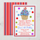 Verrassend Snoep Cupcake Birthday Uitnodiging (Voorkant / Achterkant)