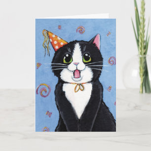 Verrassend! Tuxedo Cat Happy Birthday-kaart Kaart