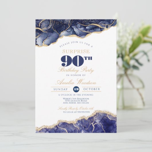 Verrassend Volwassenpartij Elegant Navy Agate Kaart (Staand voorkant)