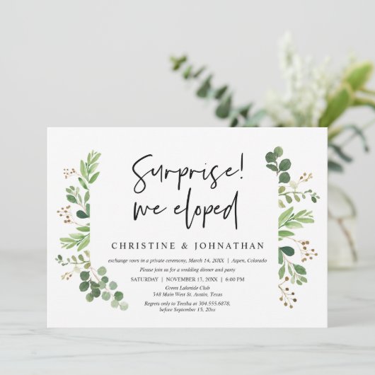 Verrassend, we ontwikkelden een bruiloft Elopement Kaart (Staand voorkant)