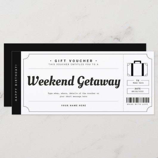 Verrassend weekeinde cadeaubon reiswoeste (Voorkant / Achterkant)