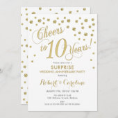 Verrassende 10e trouwdag - Wit & Goud Kaart (Voorkant / Achterkant)