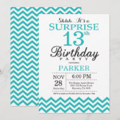 Verrassende 13e verjaardag Uitnodiging Blauwgroen  (Voorkant / Achterkant)