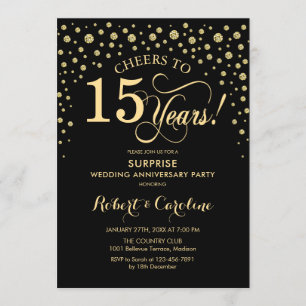 Verrassende 15e Jubileum feestdag - zwart goud Kaart