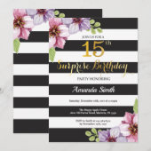 Verrassende 15e verjaardag Uitnodiging voor vrouwe (Voorkant / Achterkant)