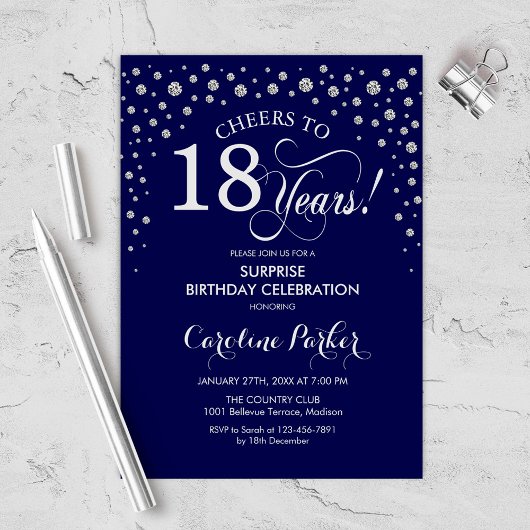 Verrassende 18e verjaardag van de marine Silver Kaart