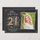 Verrassende 21e verjaardag nodigt Chalkboard vinta Kaart (Voorkant / Achterkant)