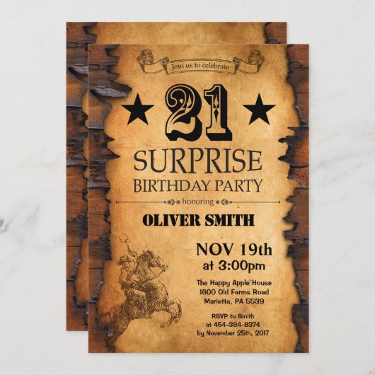 Verrassende 21e Westerne uitnodiging op zaterdag (Voorkant / Achterkant)