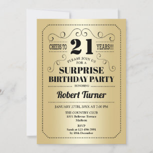 Verrassende 21ste verjaardag - Gold Black Kaart