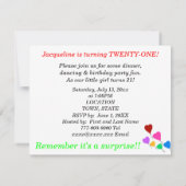 Verrassende 21ste verjaardag van de hemelvaarders kaart (Achterkant)