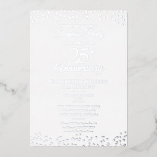 Verrassende 25th Wedding Jubileum Party Silver Folie Uitnodiging