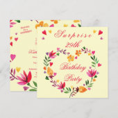 Verrassende 29e verjaardag Waterverf Floral Heart Kaart (Voorkant / Achterkant)