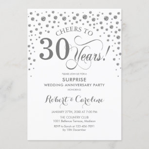 Verrassende 30e Jubileum Partij - Zilverwit Kaart