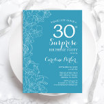 Verrassende 30e verjaardag - Lichte Blauwe Floral Kaart<br><div class="desc">Light Blue Floral Surprise,  uitnodiging voor 30e verjaardag. Minimalistisch modern design met botanische accenten en lettertype typografie. Eenvoudige vrouwelijke uitnodigingskaart perfect voor een stijlvol vrouw verrassingsfeest. Kan op elke leeftijd worden aangepast.</div>