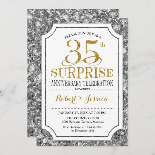 Verrassende 35e trouwdag - Zilver Goud Kaart (Voorkant / Achterkant)