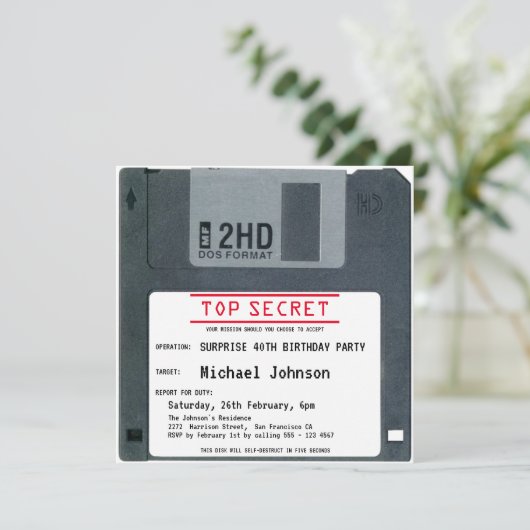 Verrassende 40e verjaardag bovenste geheime retro  kaart (Staand voorkant)