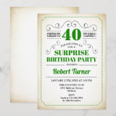Verrassende 40e verjaardag - Groen wit zwart Kaart (Voorkant / Achterkant)