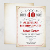 Verrassende 40e verjaardag - Rood wit zwart Kaart (Voorkant / Achterkant)