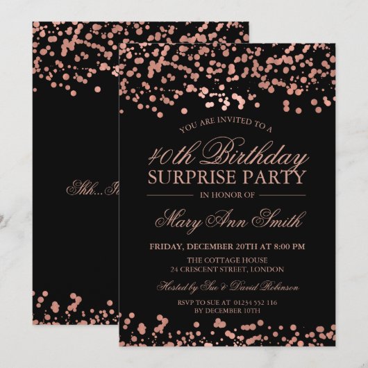 Verrassende 40e verjaardag Roos Gold Foil Kaart (Voorkant / Achterkant)