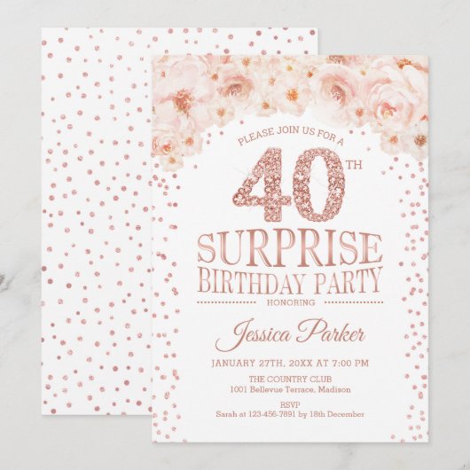 Verrassende 40e verjaardag van de opkomst - White  Kaart (Voorkant / Achterkant)