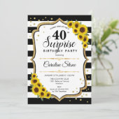 Verrassende 40e verjaardag - Zonnebloemen zwart-wi Kaart (Staand voorkant)