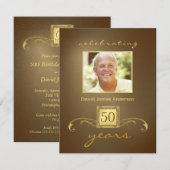 Verrassende 50e verjaardag feestdagen - Gold Kaart (Voorkant / Achterkant)