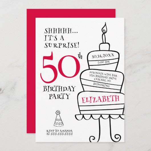 Verrassende 50e verjaardag kaart (Voorkant / Achterkant)
