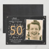 Verrassende 50e verjaardag nodigt Chalkboard vinta Kaart (Voorkant / Achterkant)
