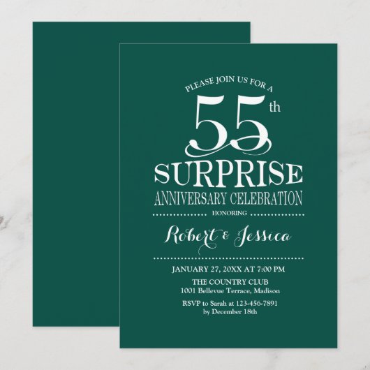 Verrassende 55e trouwdag - Groen Wit Kaart (Voorkant / Achterkant)