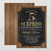 Verrassende 5e trouwdag - Zwart hout goud Kaart (Voorkant / Achterkant)
