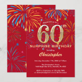 Verrassende 60e verjaardag Rood & Goud Regenboog V Kaart (Voorkant / Achterkant)