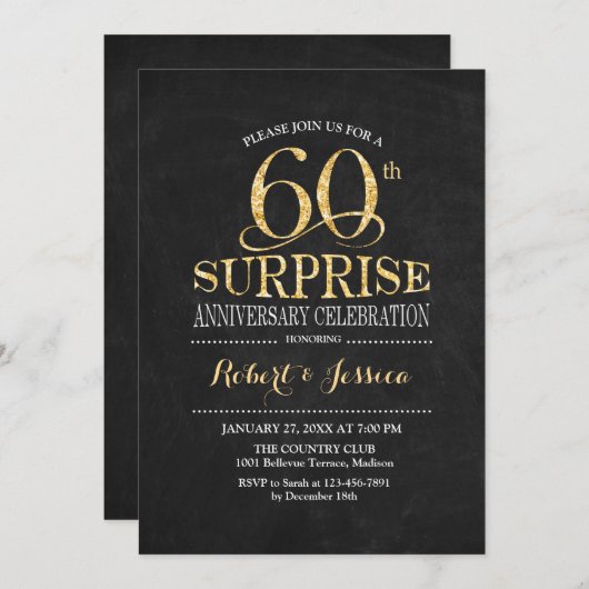 Verrassende 60ste huwelijksverjaardag krijtbord go kaart (Voorkant / Achterkant)