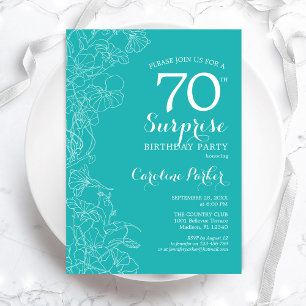 Verrassende 70e verjaardag van de Turquoise Floral Kaart