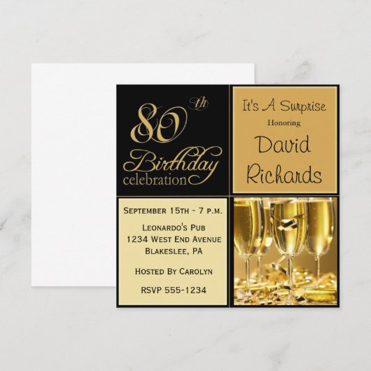 Verrassende 80e verjaardag feestdagen kaart (Voorkant / Achterkant)