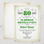 Verrassende 80e verjaardag - Groen wit zwart Kaart (Voorkant / Achterkant)