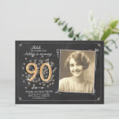 Verrassende 90e verjaardag nodigt Chalkboard vinta Kaart (Staand voorkant)