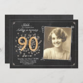 Verrassende 90e verjaardag nodigt Chalkboard vinta Kaart (Voorkant / Achterkant)