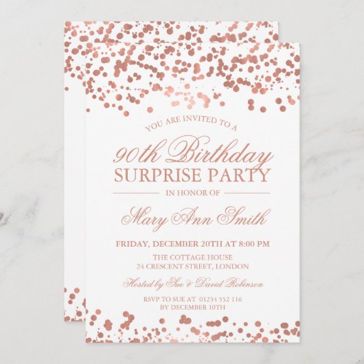 Verrassende 90e verjaardag Roos Gold Foil Kaart (Voorkant / Achterkant)