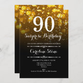 Verrassende 90ste verjaardag - Zwart Goud Wit Kaart (Voorkant / Achterkant)