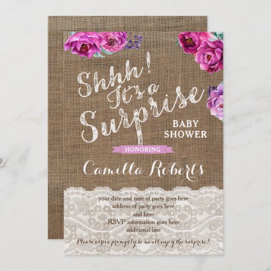 Verrassende Baby shower of partijuitnodiging Kaart (Voorkant / Achterkant)