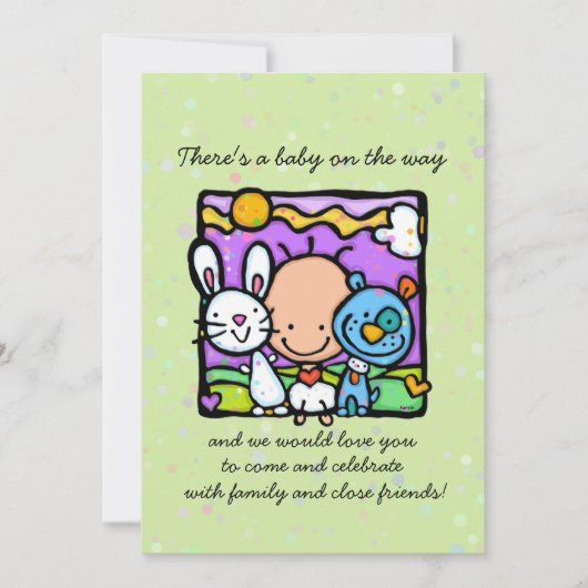 Verrassende baby shower-uitnodiging.Bunny.Puppy.He Kaart (Voorkant)