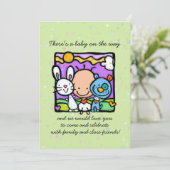 Verrassende baby shower-uitnodiging.Bunny.Puppy.He Kaart (Staand voorkant)