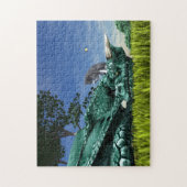 Verrassende Bezoeker - Knuffelkat op Drakenkop Legpuzzel (Verticaal)