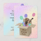 Verrassende Birthday Party Bengal cat in doos Kaart (Voorkant / Achterkant)