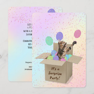 Verrassende Birthday Party Bengal cat in doos Kaart