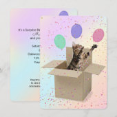 Verrassende Birthday Party Bengal cat in doos Kaart (Voorkant / Achterkant)