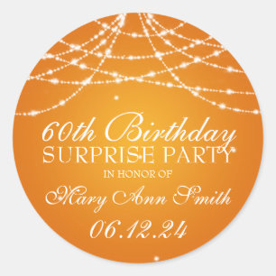 Verrassende Birthday Party String of Stars Oranje Ronde Sticker
